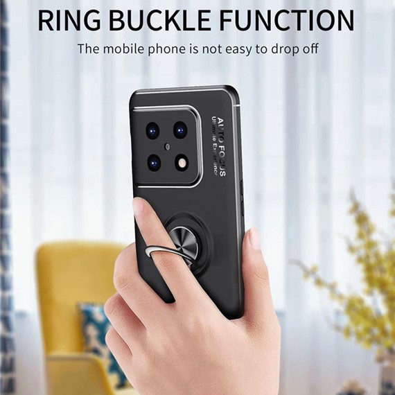 CaseUp OnePlus 10 Pro Kılıf Finger Ring Holder Siyah Rosegold 5